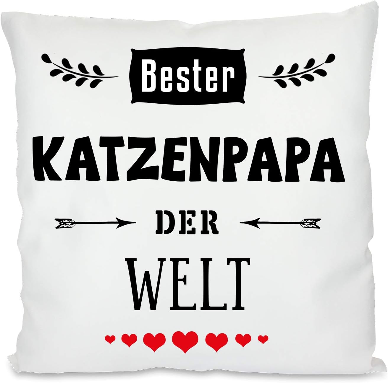 Kissen mit Spruch - Bester Katzenpapa der Welt | Dekokissen mit Füllung | 40x40cm