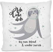 Kissen mit Spruch -  Ich Liebe Dich bis zum Mond und Wieder zurück| Dekokissen mit Füllung | 40x40cm