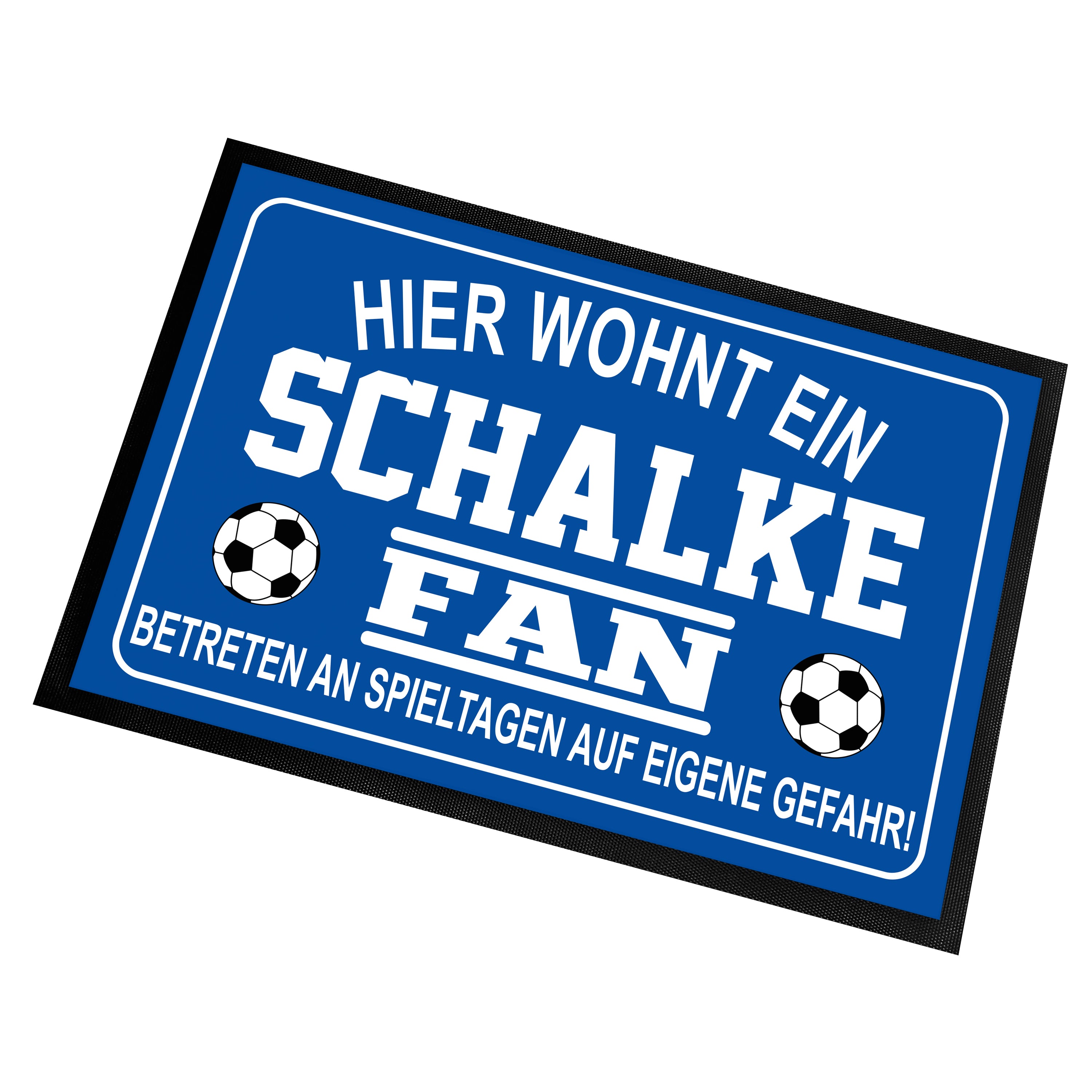 Targa Decorativa In Metallo Per Veri Tifosi Schalke 04, Scritta In Tedesco 'Qui Abita Un Fan Dello Schalke', 18x12 Cm, Con Cordino E Ventosa