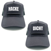 2er Set Mesh Baseball Caps mit Spruch auf Patch | Hacke Dicht | Farbwahl | OneSize durch verstellbaren Klipp-Verschluss