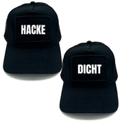2er Set Mesh Baseball Caps mit Spruch auf Patch | Hacke Dicht | Farbwahl | OneSize durch verstellbaren Klipp-Verschluss