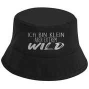 Bucket Hat mit Motiv | Ich bin klein aber extrem Wild | Mallorca Hut für Feiern und Partys Sommerhut
