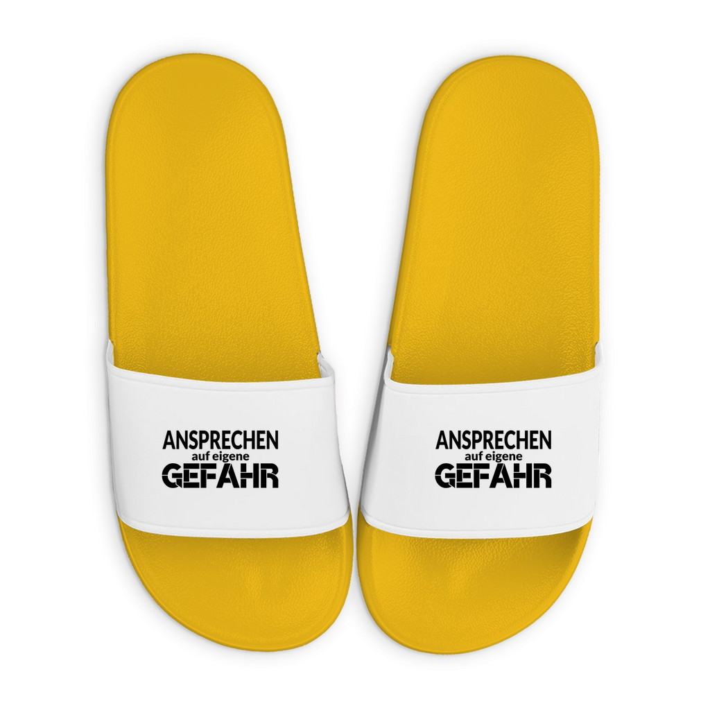 Badelatschen mit Motiv | Ansprechen auf eigene Gefahr | lustige Badesandalen in vielen Größen und Farben