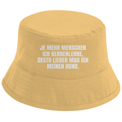 Bucket Hat mit Motiv | Je mehr Menschen ich kennenlerne, desto lieber mag ich meinen Hund. | Mallorca Hut für Feiern und Partys Sommerhut