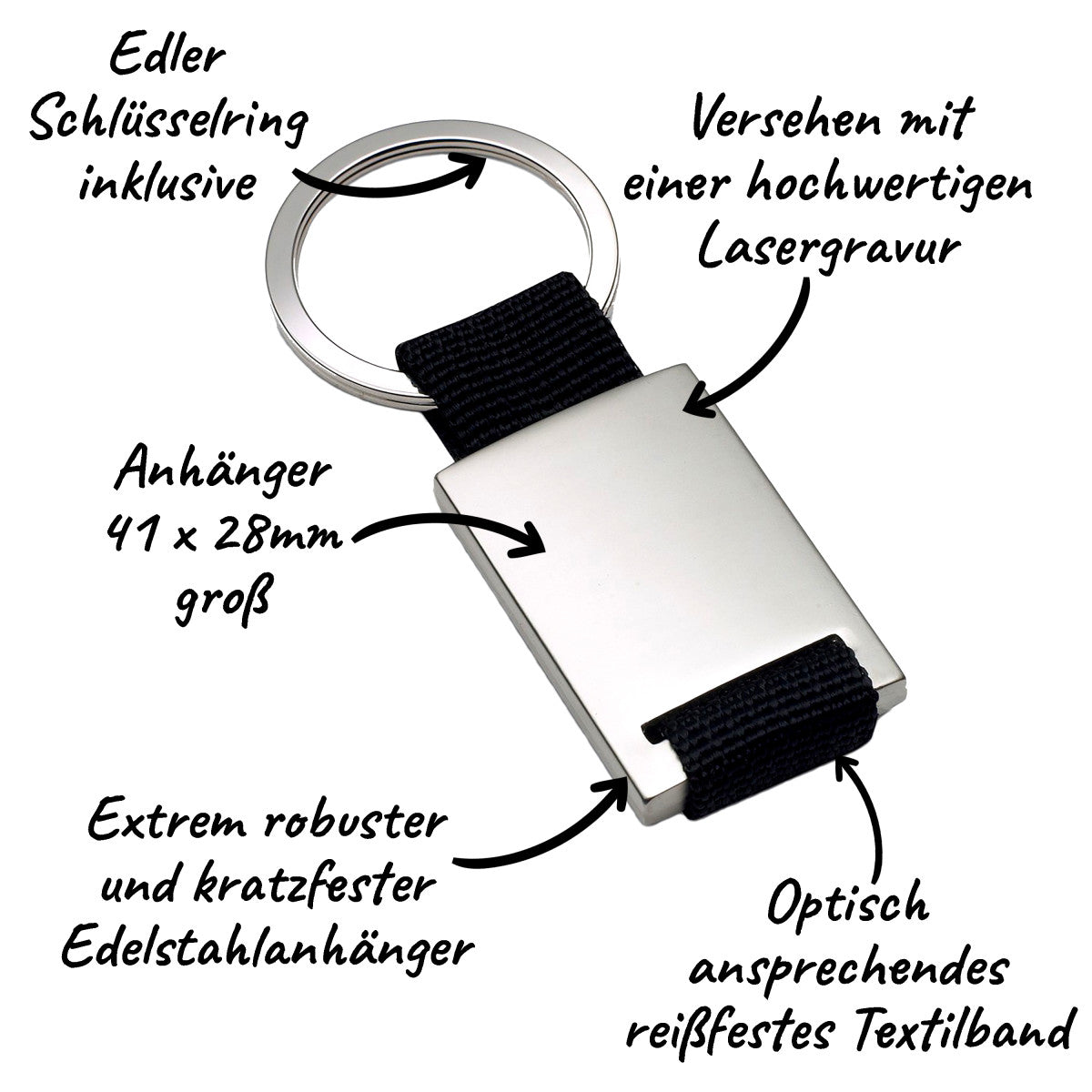 Edelstahl Schlüsselanhänger mit Textilband | Für meinen Papa - Ich liebte dich damals, ich liebe dich nun, ich liebe dich morgen und ich werd´s immer tun!