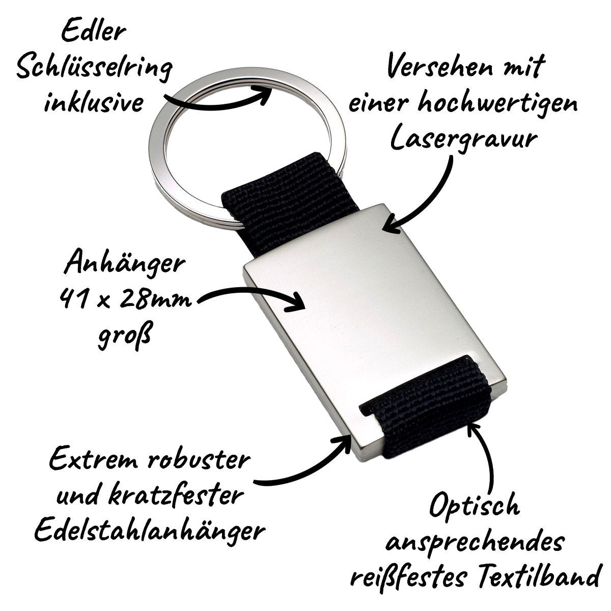 Edelstahl Schlüsselanhänger mit Textilband | Für meinen Bruder - Ich liebte dich damals, ich liebe dich nun, ich liebe dich morgen und ich werd´s immer tun!