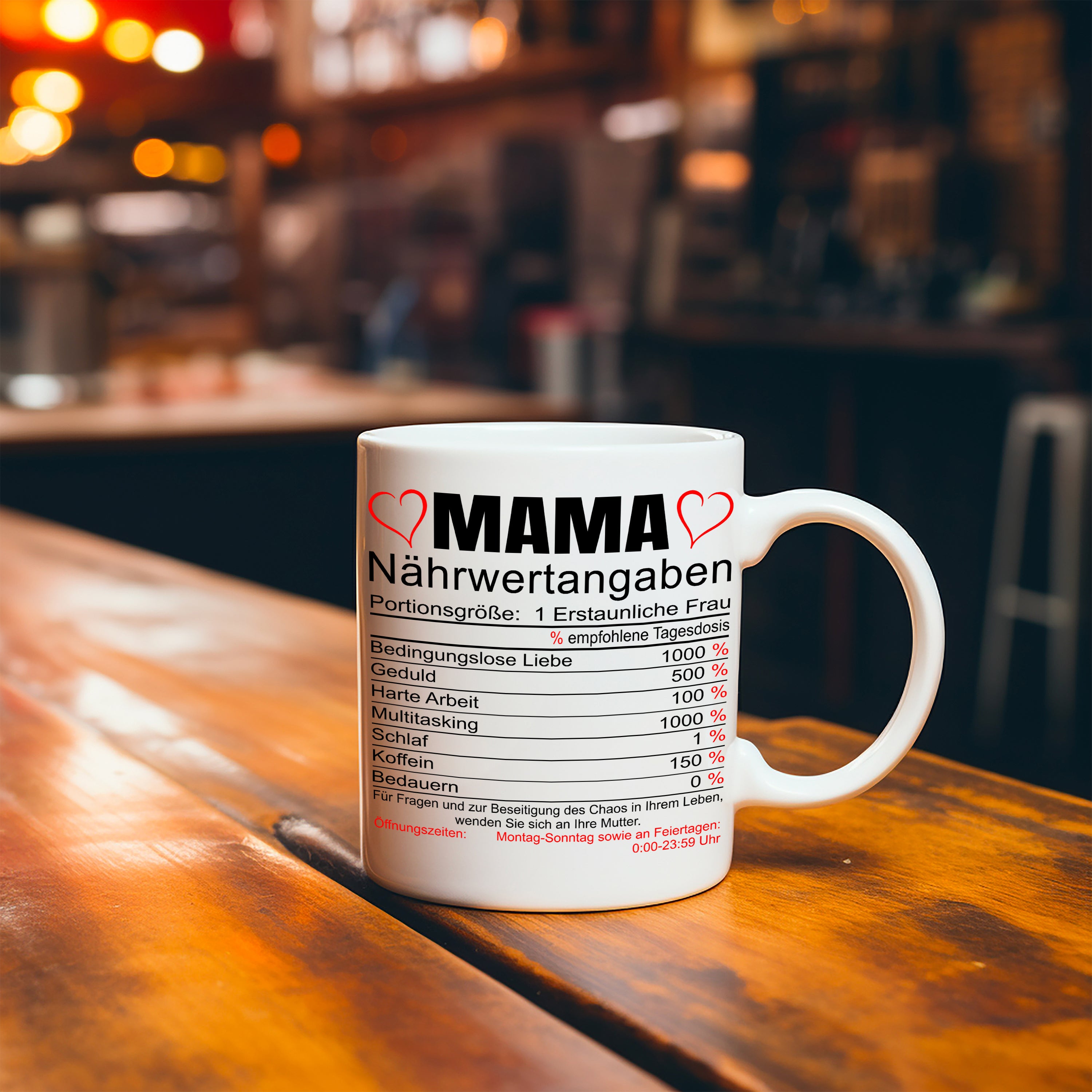 Tasse mit Motiv - Mama Nährwertangaben - Keramiktasse für die beste Mama