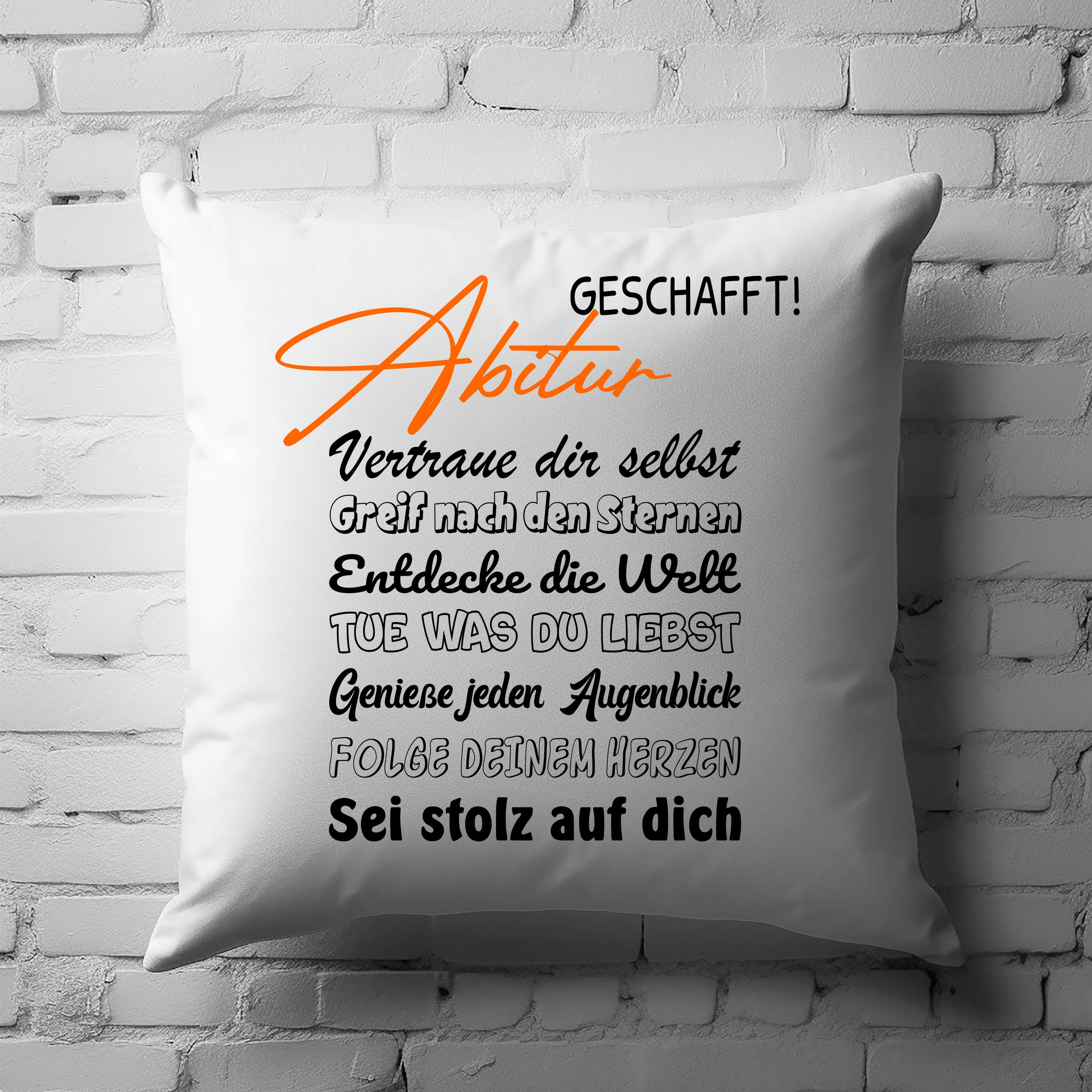 Kissen zum Abiturabschluss - Abitur geschafft! - Dekokissen mit Füllung | 40x40cm