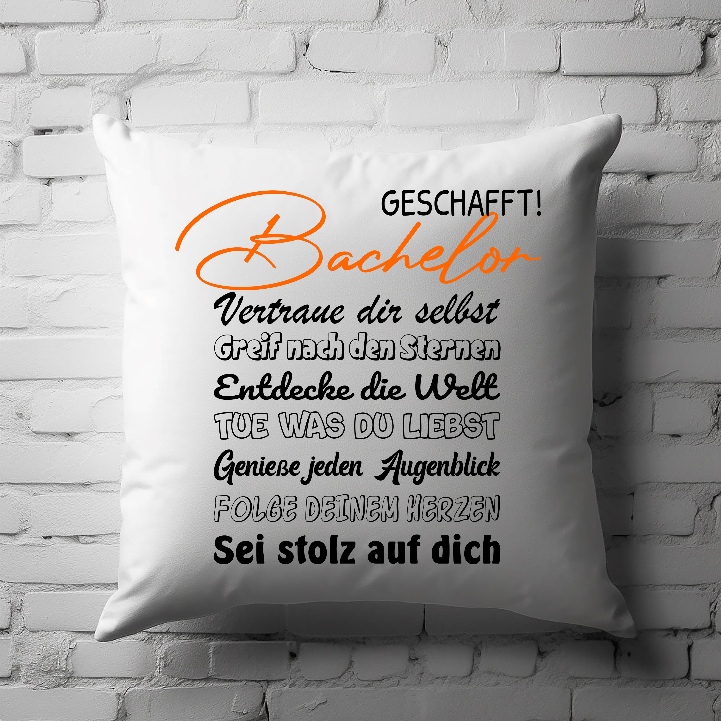 Kissen zum Bachelorabschluss - Bachelor geschafft! - Dekokissen mit Füllung | 40x40cm