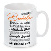 Tasse zum Bachelorabschluss - Bachelor geschafft! - Keramiktasse mit hochwertigem Druck