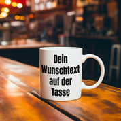 Tasse mit Wunschtext - bis zu 6 Zeilen Schriftart und Schriftfarbe wählbar | Tasse 300ml zum selbst gestalten