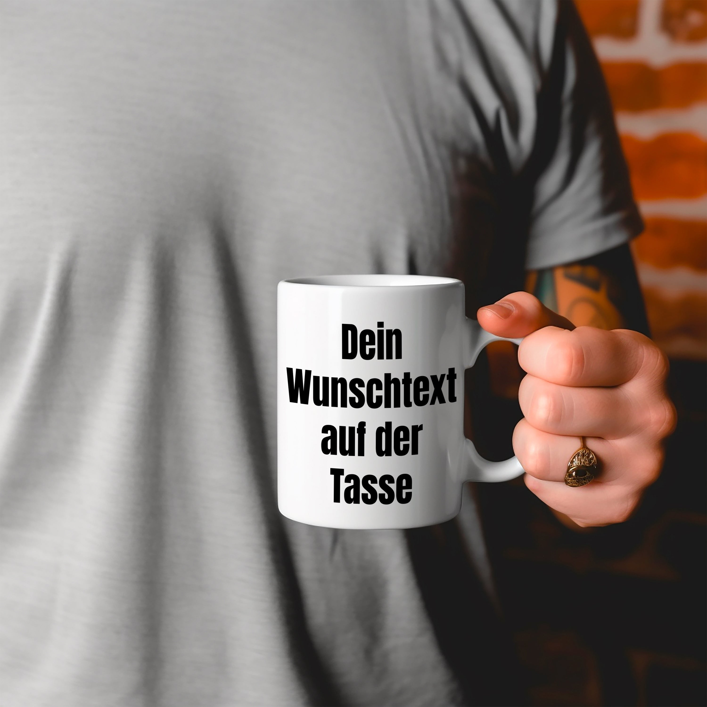 Tasse mit Wunschtext - bis zu 6 Zeilen Schriftart und Schriftfarbe wählbar | Tasse 300ml zum selbst gestalten