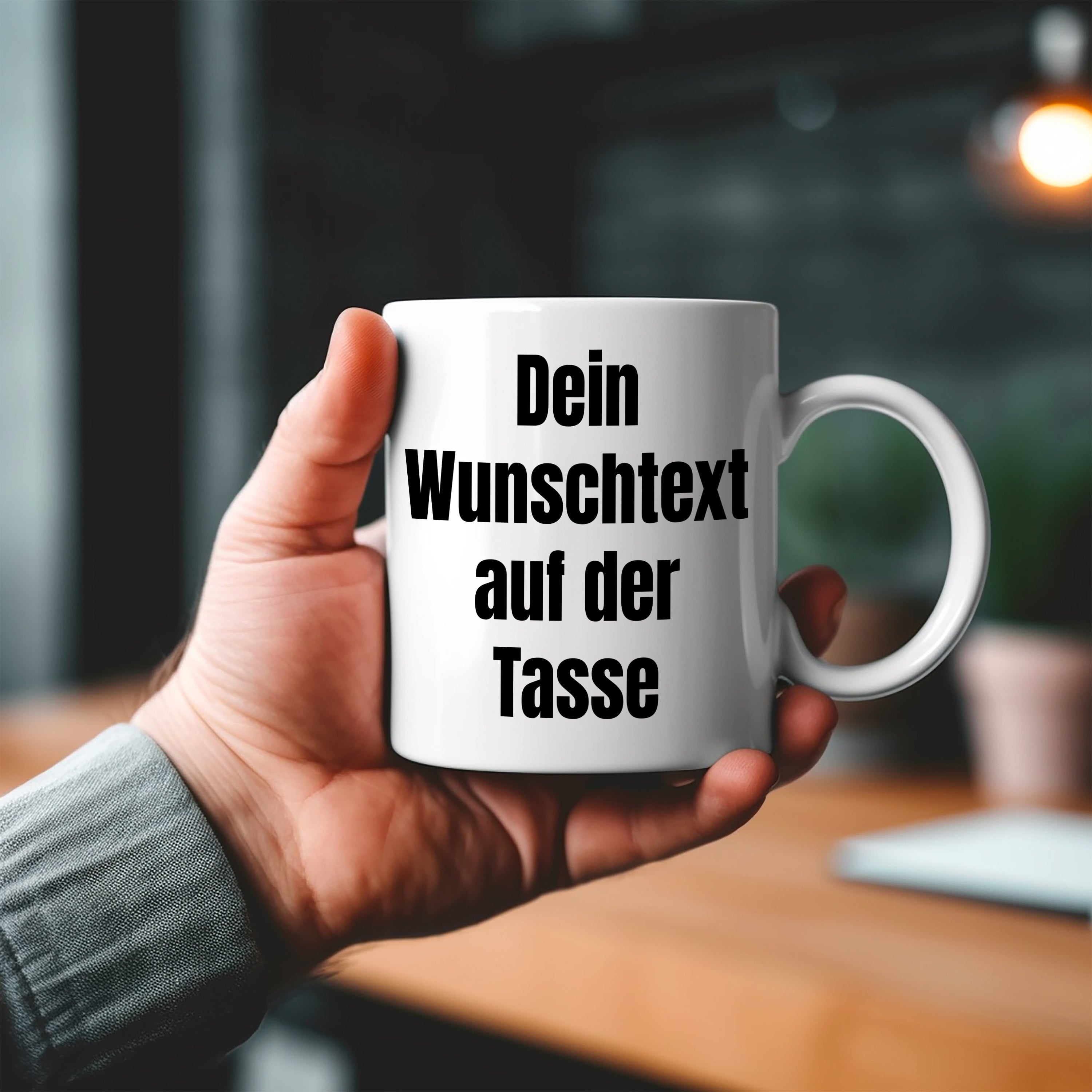 Tasse mit Wunschtext - bis zu 6 Zeilen Schriftart und Schriftfarbe wählbar | Tasse 300ml zum selbst gestalten