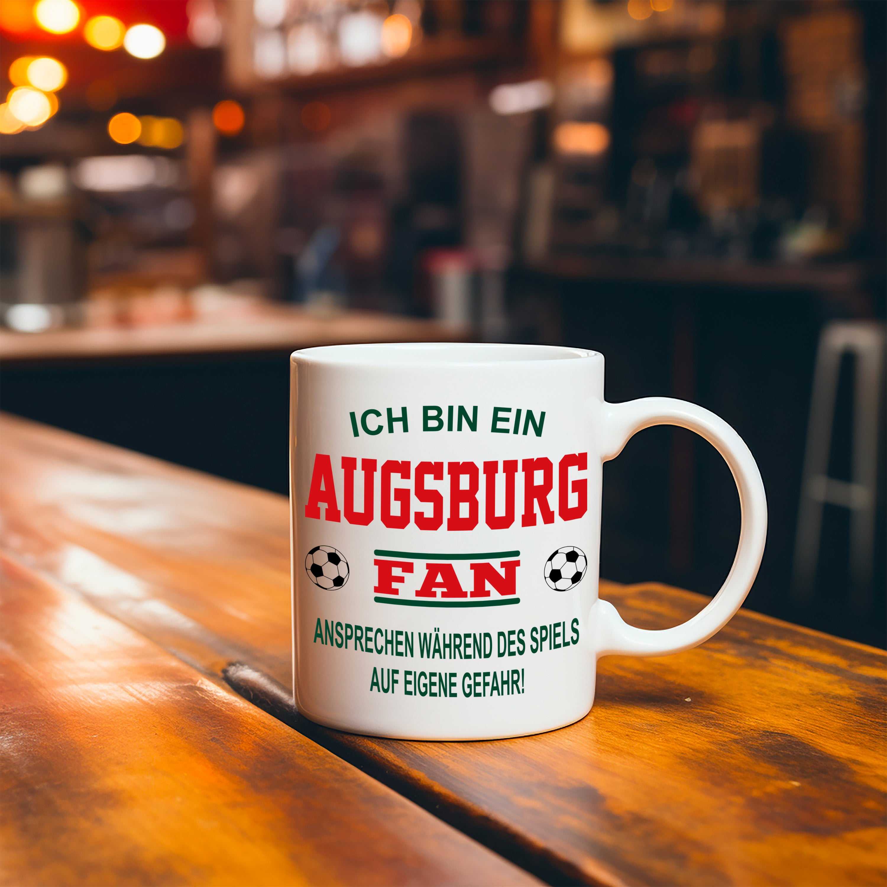 Fussball Tasse | Ich bin ein Augsburg Fan - Ansprechen während des Spiels auf eigene Gefahr | Keramiktasse für Fußballfans