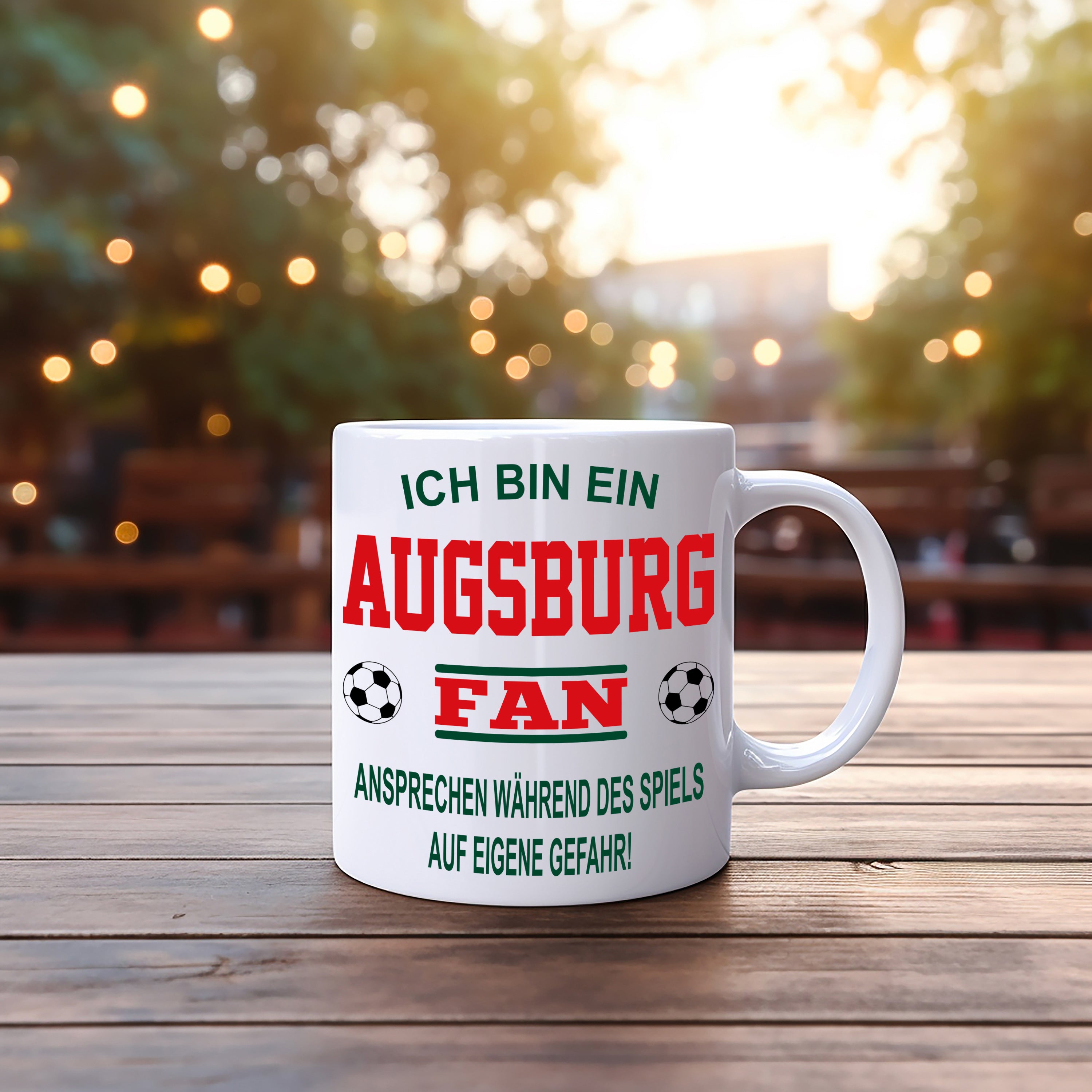 Fussball Tasse | Ich bin ein Augsburg Fan - Ansprechen während des Spiels auf eigene Gefahr | Keramiktasse für Fußballfans