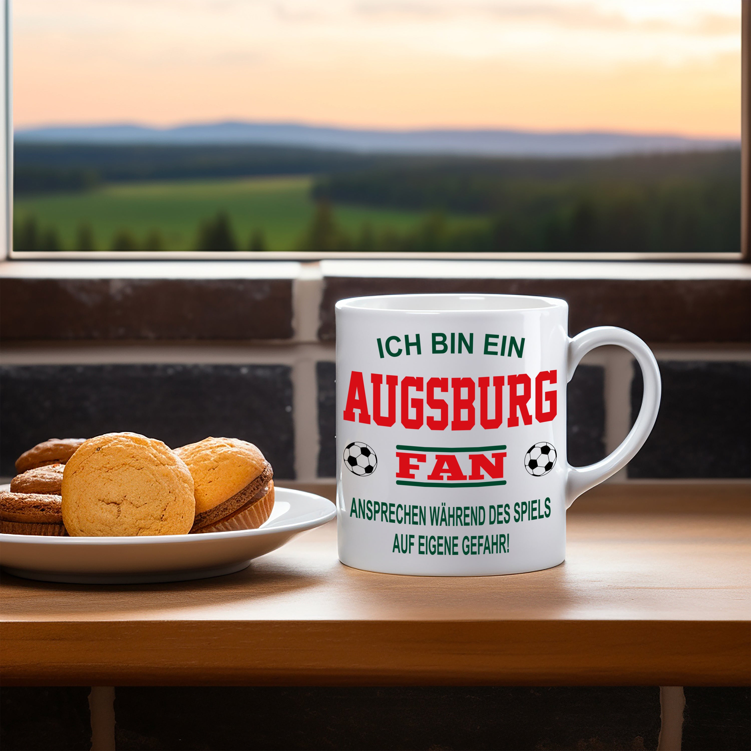 Fussball Tasse | Ich bin ein Augsburg Fan - Ansprechen während des Spiels auf eigene Gefahr | Keramiktasse für Fußballfans