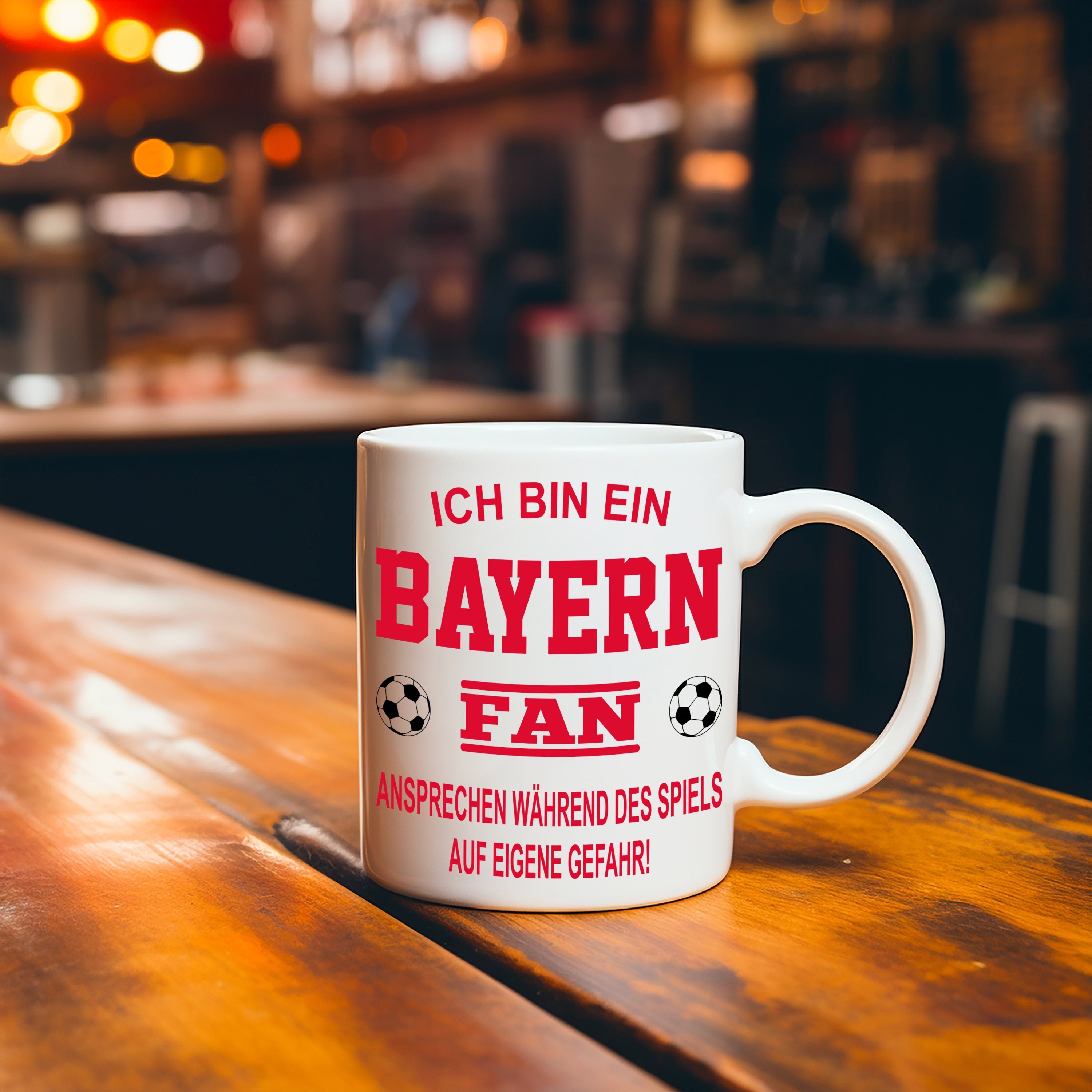 Fussball Tasse | Ich bin ein Bayern Fan - Ansprechen während des Spiels auf eigene Gefahr | Keramiktasse für Fußballfans