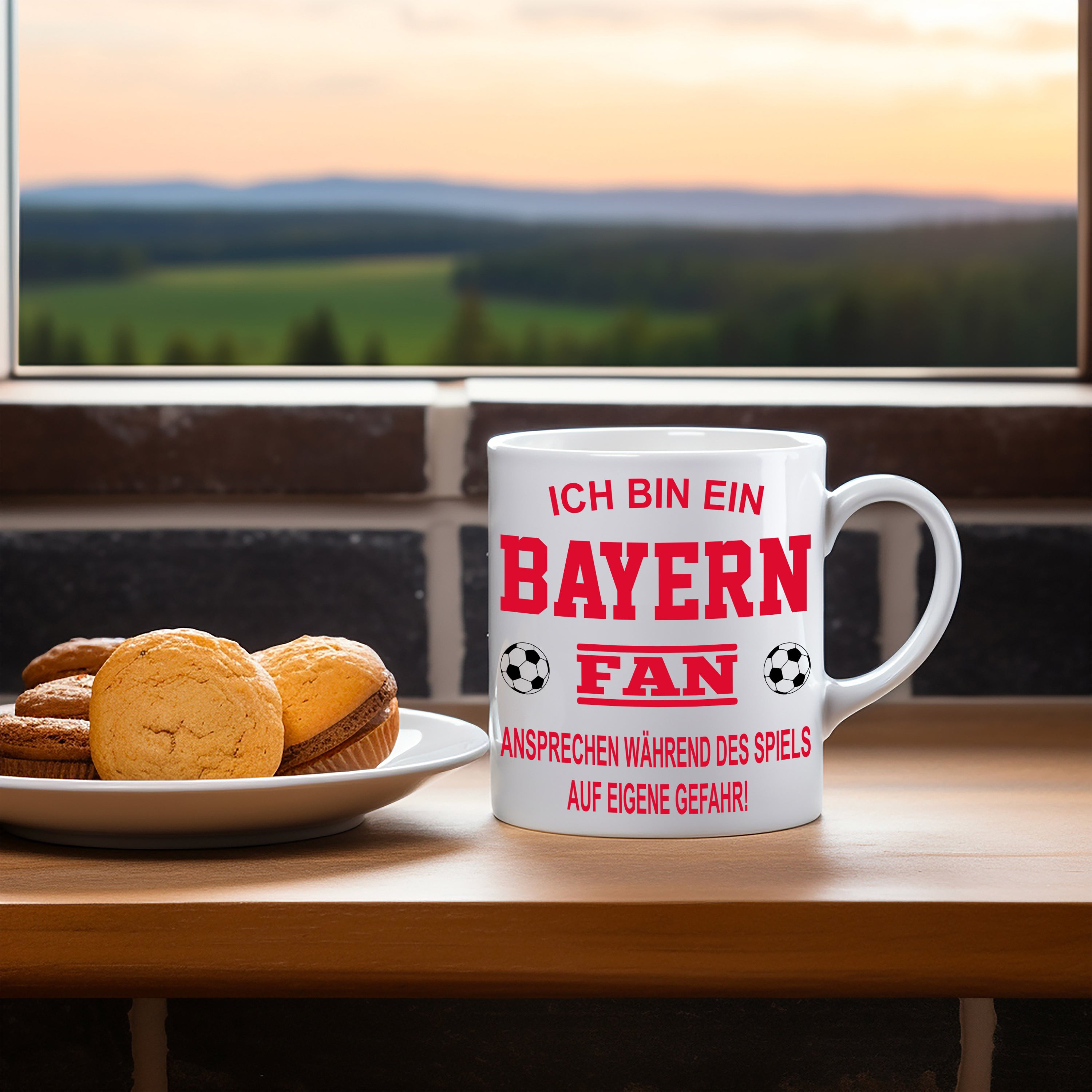 Fussball Tasse | Ich bin ein Bayern Fan - Ansprechen während des Spiels auf eigene Gefahr | Keramiktasse für Fußballfans