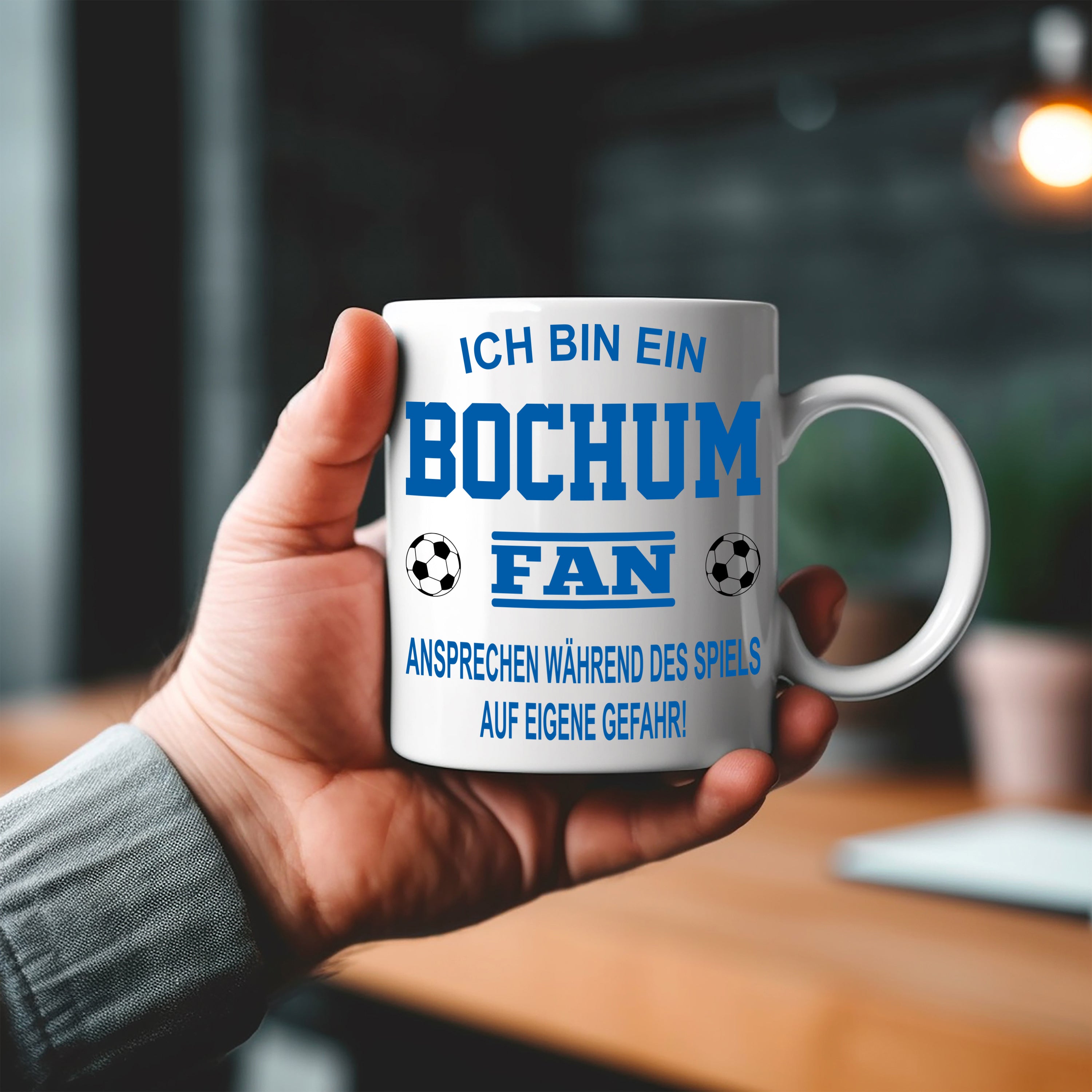 Fussball Tasse | Ich bin ein Bochum Fan - Ansprechen während des Spiels auf eigene Gefahr | Keramiktasse für Fußballfans