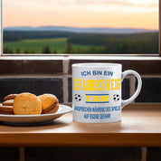 Fussball Tasse | Ich bin ein Braunschweig Fan - Ansprechen während des Spiels auf eigene Gefahr | Keramiktasse für Fußballfans