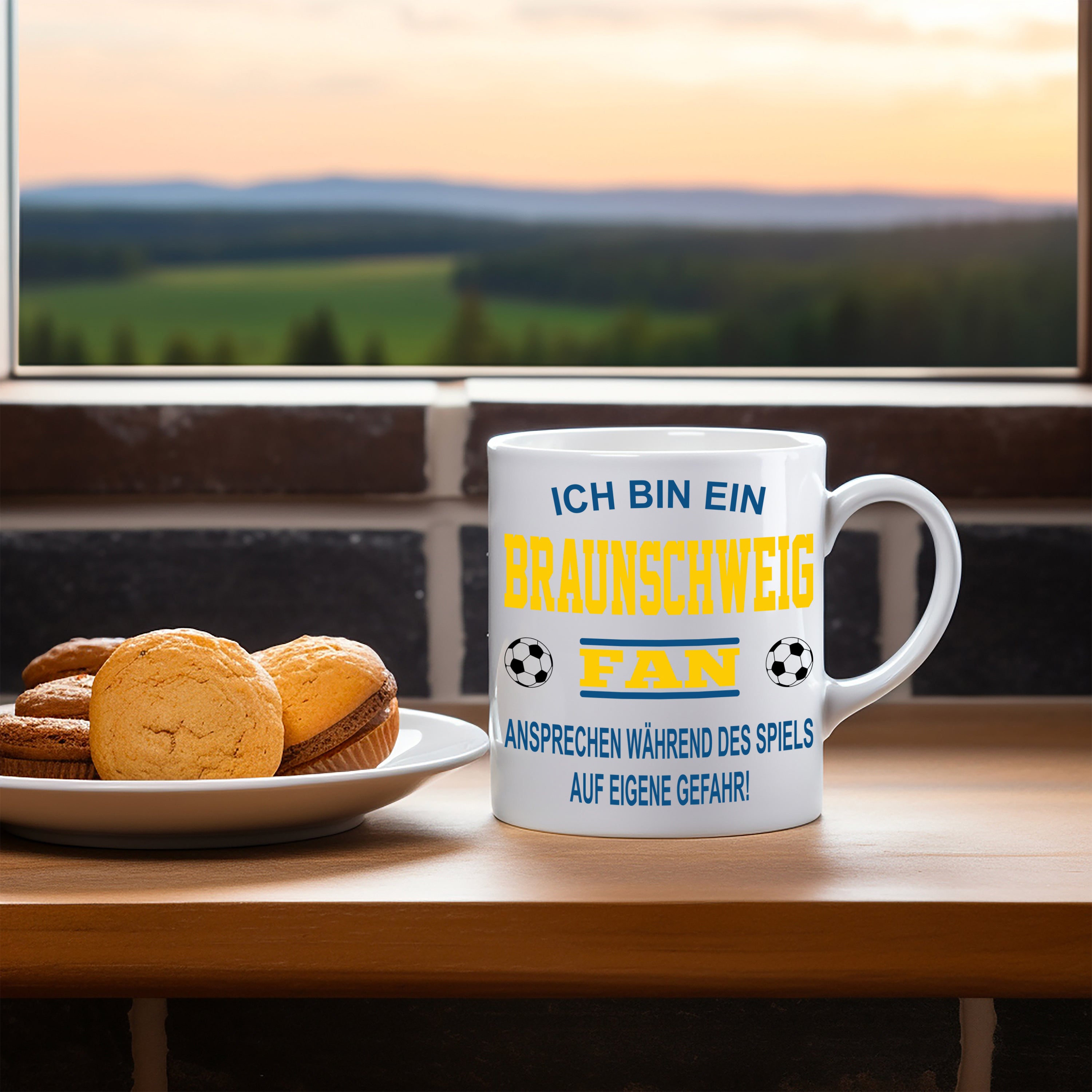 Fussball Tasse | Ich bin ein Braunschweig Fan - Ansprechen während des Spiels auf eigene Gefahr | Keramiktasse für Fußballfans