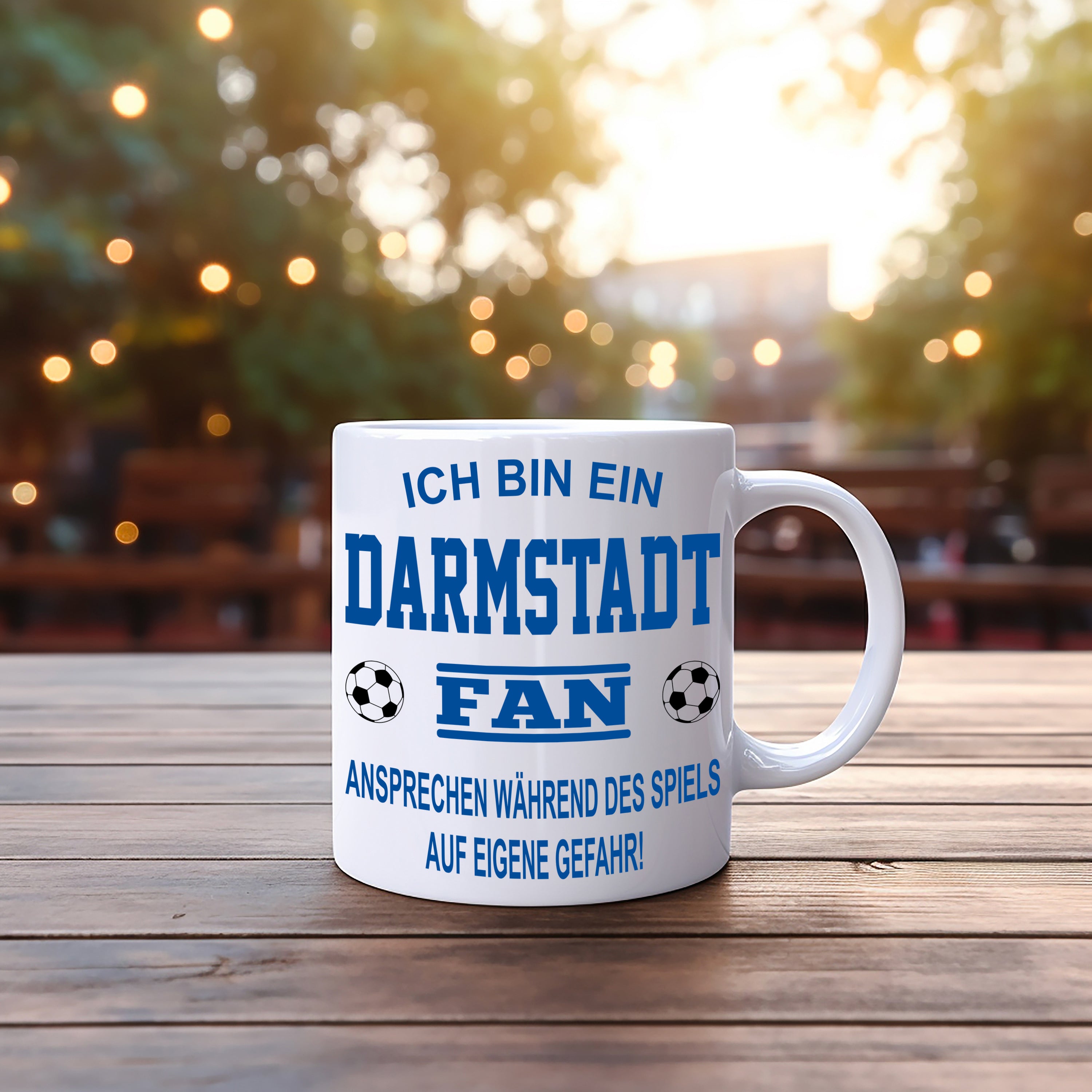 Fussball Tasse | Ich bin ein Darmstadt Fan - Ansprechen während des Spiels auf eigene Gefahr | Keramiktasse für Fußballfans