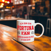 Fussball Tasse | Ich bin ein Fortuna Fan - Ansprechen während des Spiels auf eigene Gefahr | Keramiktasse für Fußballfans