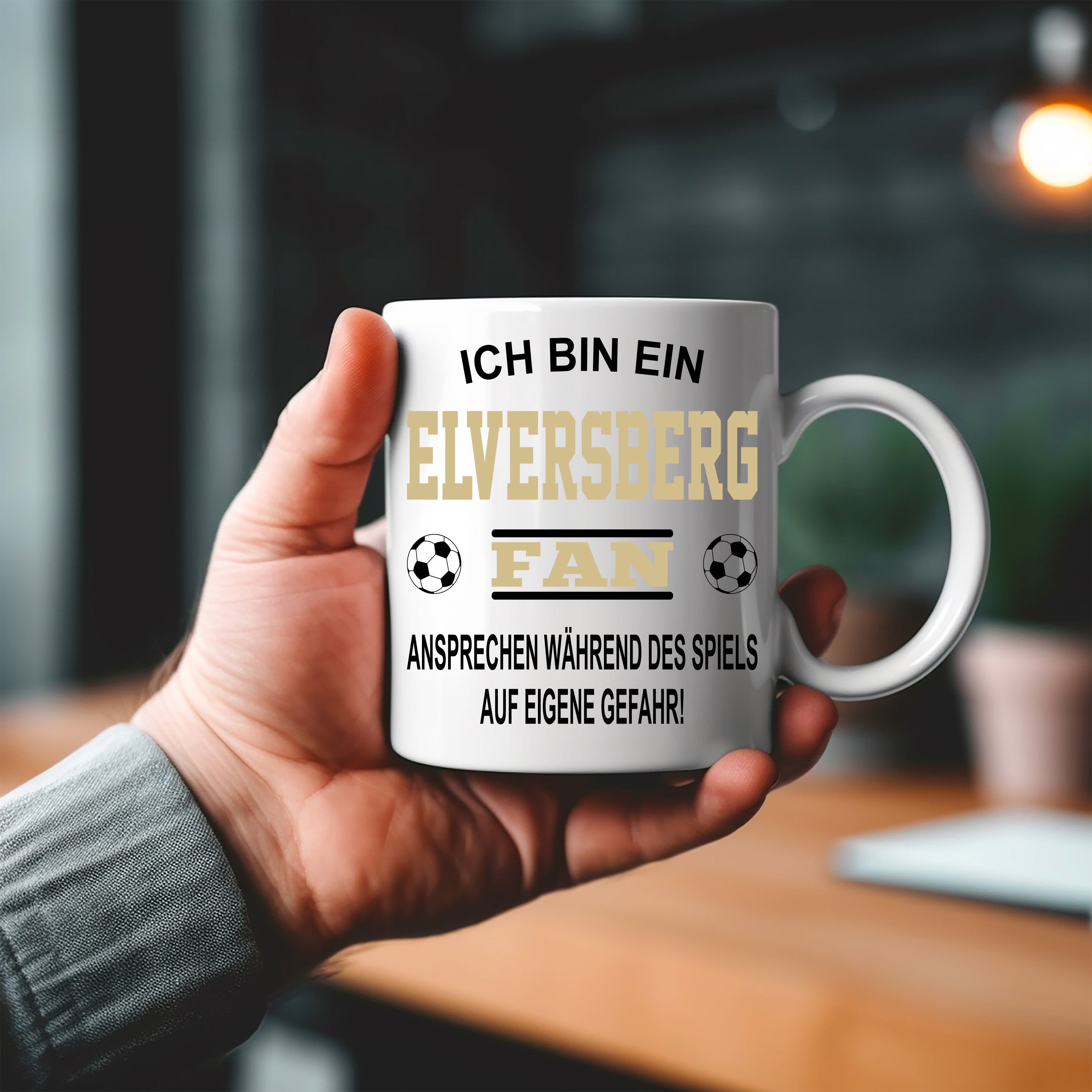 Fussball Tasse | Ich bin ein Elversberg Fan - Ansprechen während des Spiels auf eigene Gefahr | Keramiktasse für Fußballfans