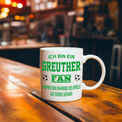 Fussball Tasse | Ich bin ein Greuther Fan - Ansprechen während des Spiels auf eigene Gefahr | Keramiktasse für Fußballfans