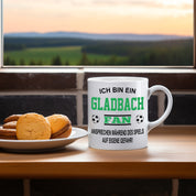 Fussball Tasse | Ich bin ein Gladbach Fan - Ansprechen während des Spiels auf eigene Gefahr | Keramiktasse für Fußballfans