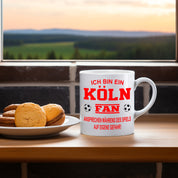 Fussball Tasse | Ich bin ein Köln Fan - Ansprechen während des Spiels auf eigene Gefahr | Keramiktasse für Fußballfans