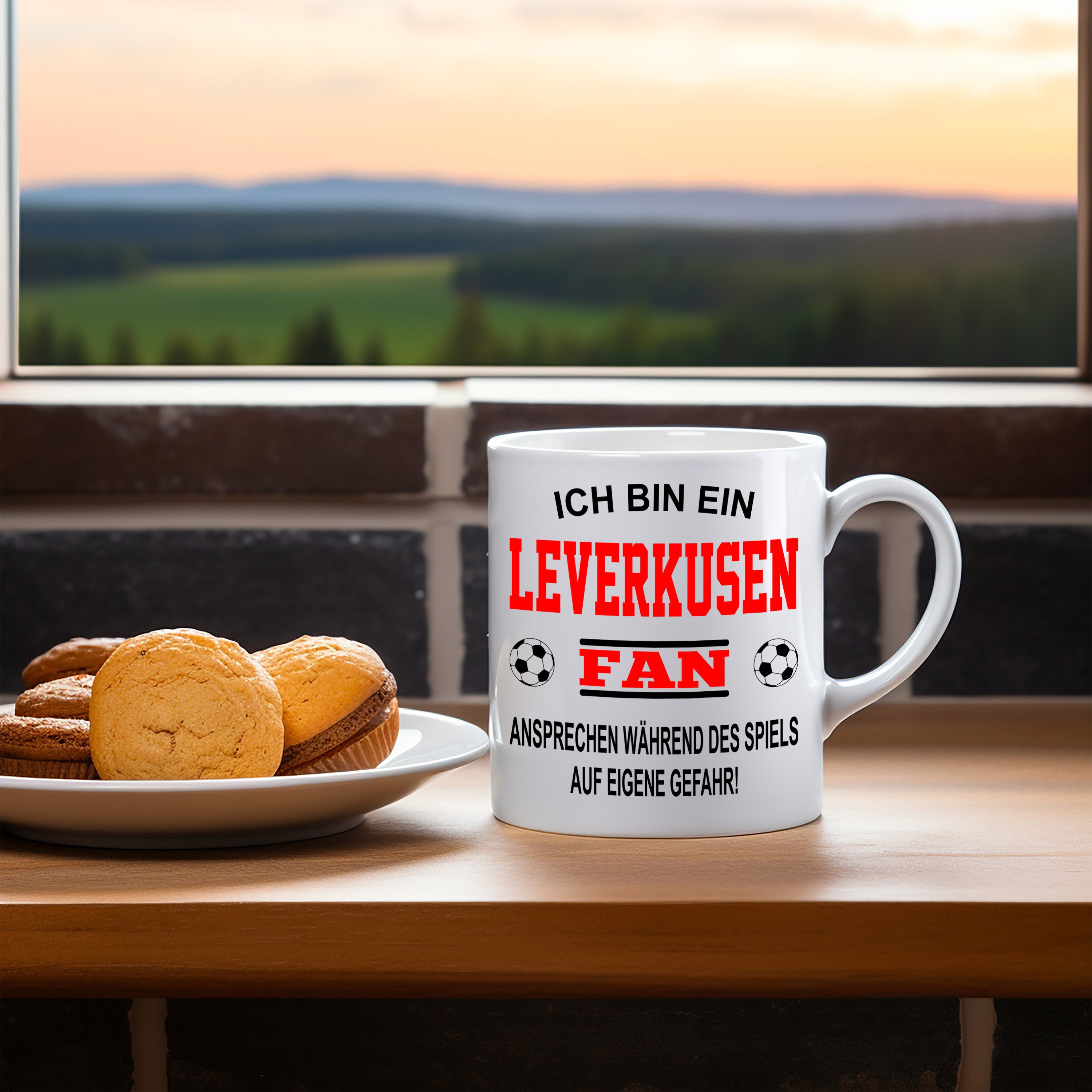 Fussball Tasse | Ich bin ein Leverkusen Fan - Ansprechen während des Spiels auf eigene Gefahr | Keramiktasse für Fußballfans