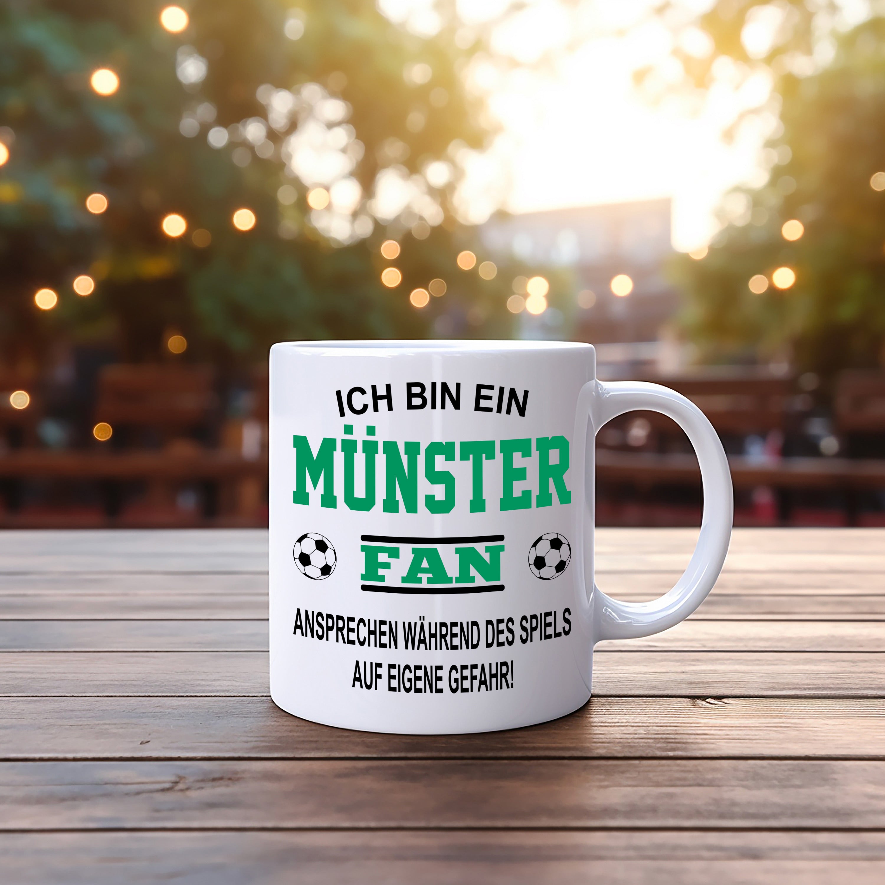 Fussball Tasse | Ich bin ein Münster Fan - Ansprechen während des Spiels auf eigene Gefahr | Keramiktasse für Fußballfans