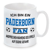 Fussball Tasse | Ich bin ein Paderborn Fan - Ansprechen während des Spiels auf eigene Gefahr | Keramiktasse für Fußballfans