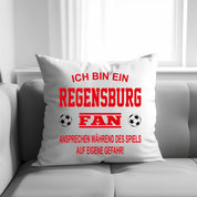 Fussball Kissen | Ich bin ein Regensburg Fan - Ansprechen während des Spiels auf eigene Gefahr | Dekokissen für Fußballfans