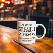 Fussball Tasse | Ich bin ein St. Pauli Fan - Ansprechen während des Spiels auf eigene Gefahr | Keramiktasse für Fußballfans