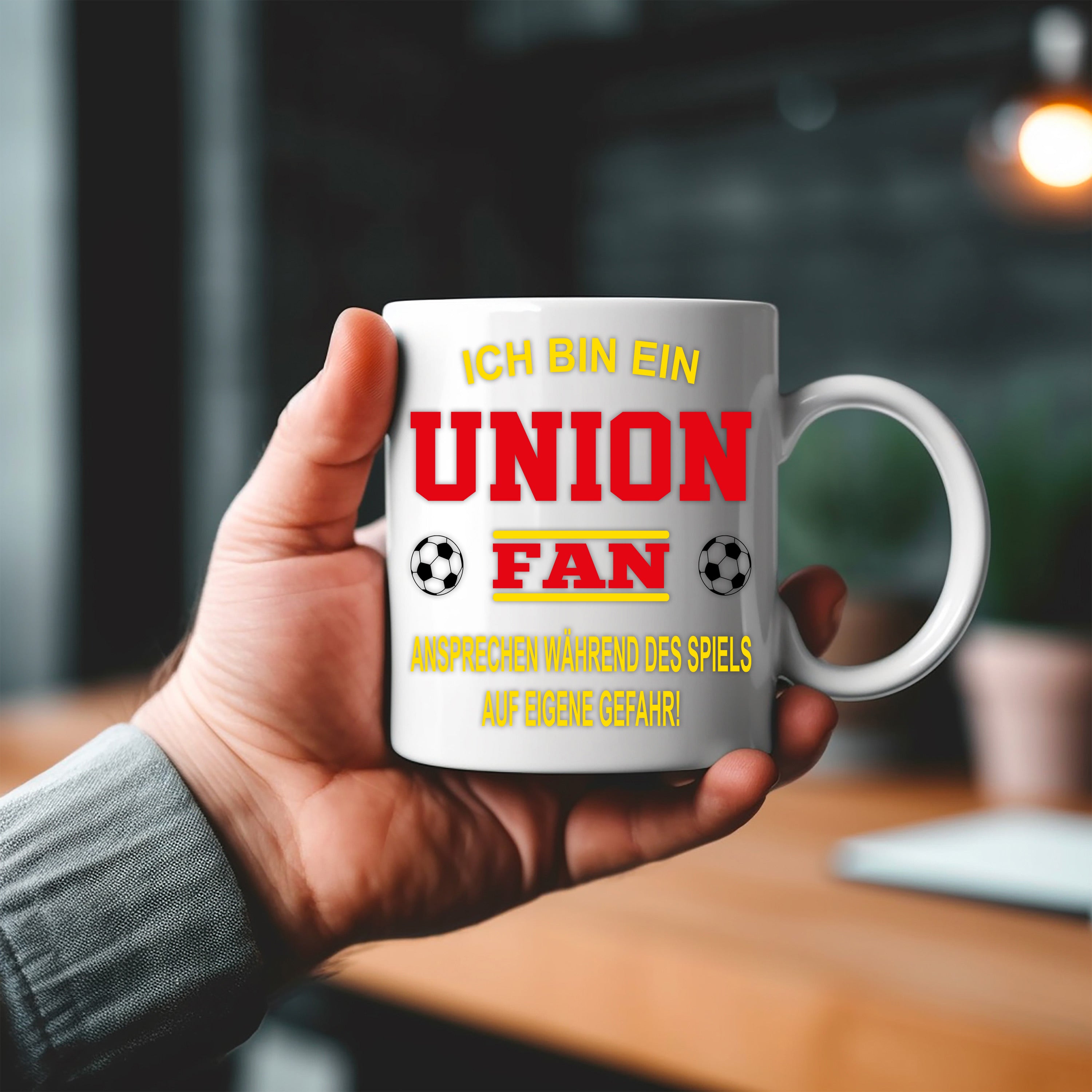 Fussball Tasse | Ich bin ein Union Fan - Ansprechen während des Spiels auf eigene Gefahr | Keramiktasse für Fußballfans