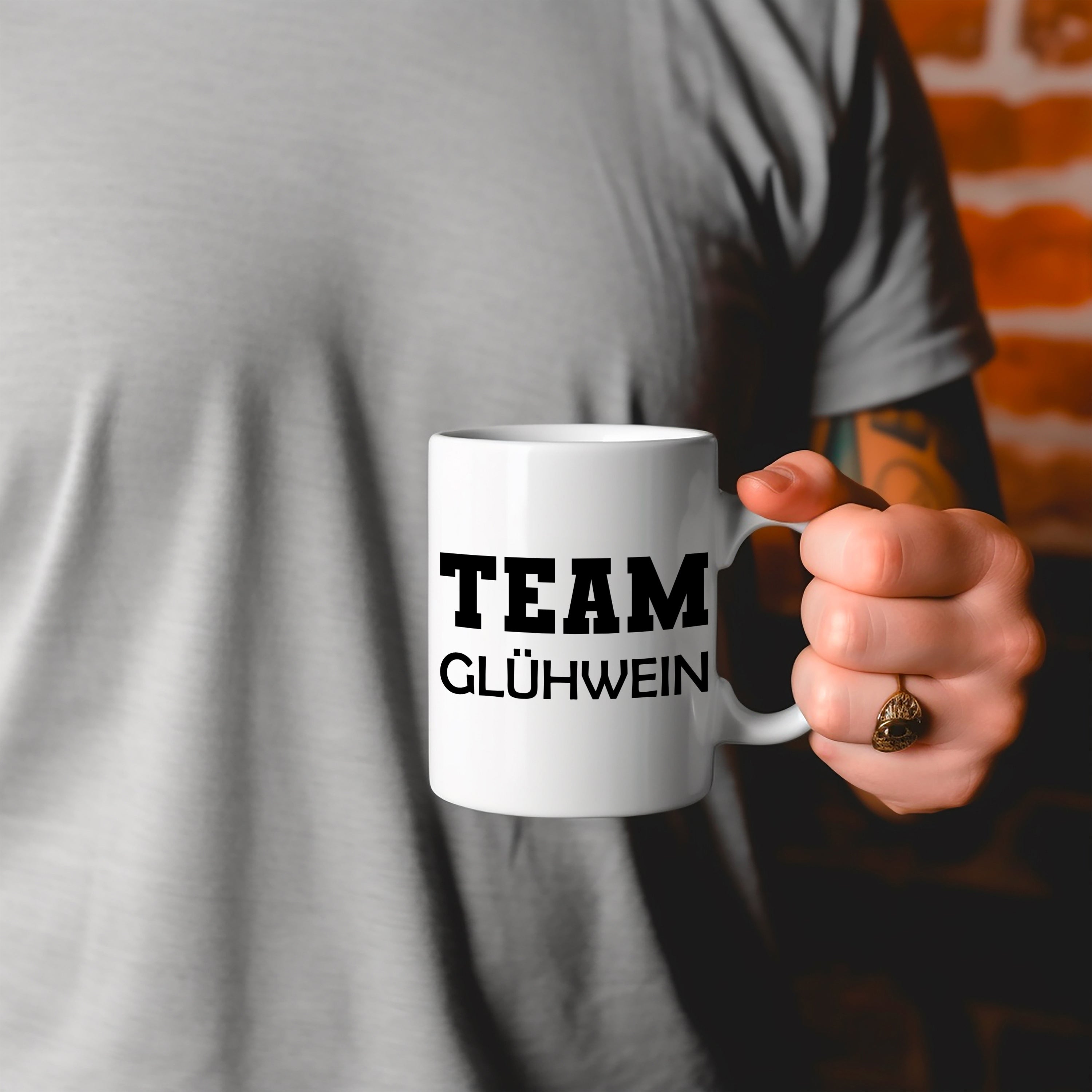 Tasse mit Spruch | TEAM Glühwein | Keramiktasse für die Winterparty oder den Weihnachtsmarkt | Spülmaschinenfest | Tasse mit hochwertigem Druck