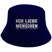 Bucket Hat mit Motiv | Ich liebe es, wenn alle Menschen die Fresse halten! | Mallorca Hut für Feiern und Partys Sommerhut