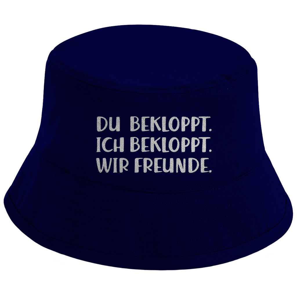 Bucket Hat mit Motiv | Bekloppt aber Freunde | Mallorca Hut für Feiern und Partys Sommerhut