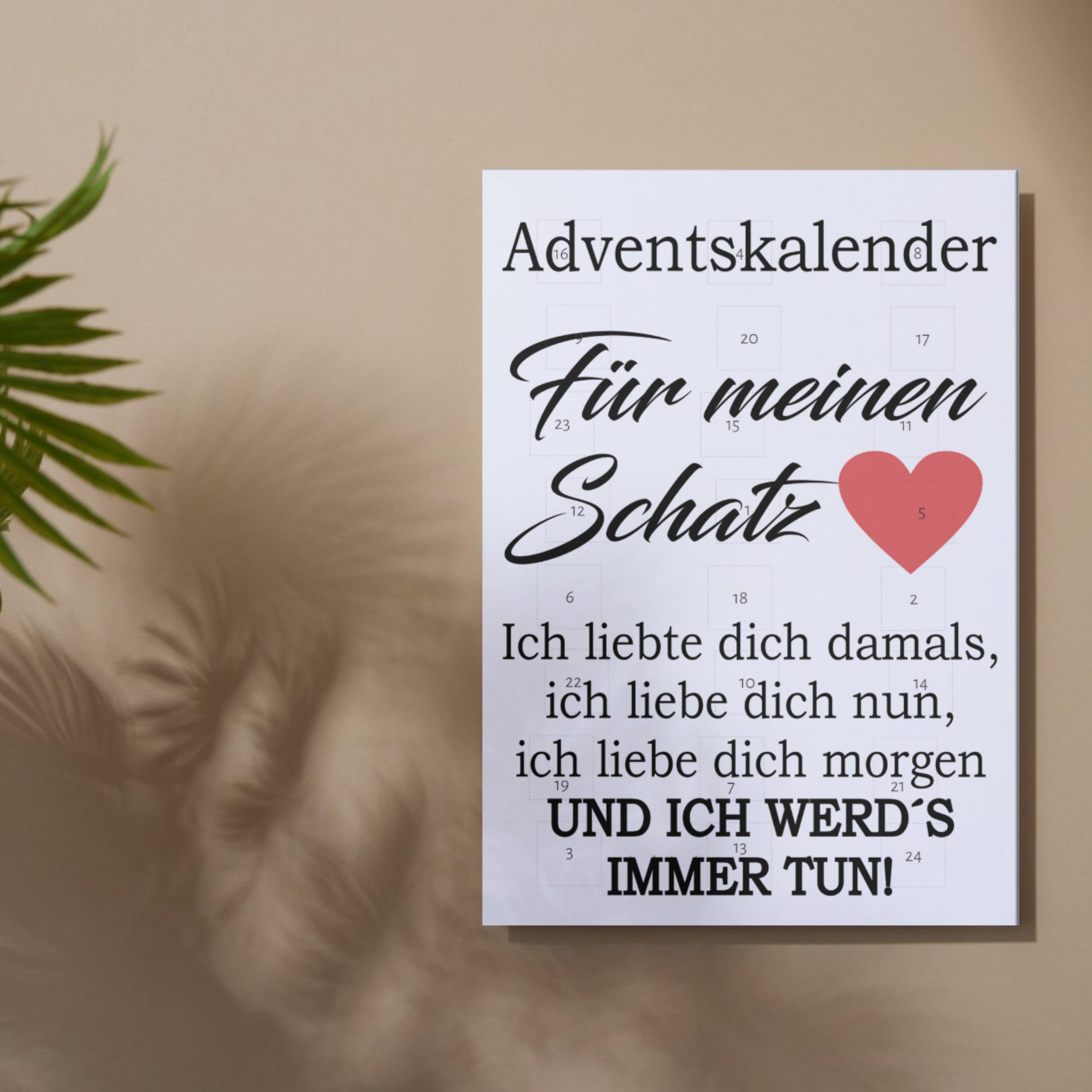 Adventskalender mit Schokolade gefüllt - Für meinen Schatz - Ich liebte dich damals, ich liebe dich nun, ich liebe dich morgen und ich werd´s immer tun!