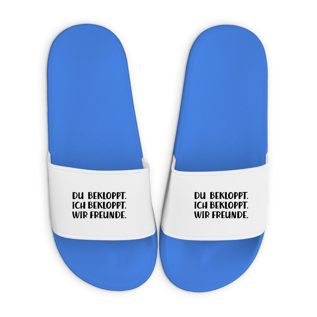 Badelatschen mit Motiv | Bekloppt aber Freunde | lustige Badesandalen in vielen Größen und Farben