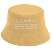 Bucket Hat mit Motiv | Misanthrop - Ein Mensch, der Menschen gegenüber misstrauisch ist und wenig von ihnen hält. | Mallorca Hut für Feiern und Partys Sommerhut