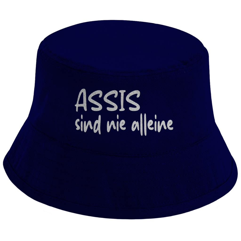 Bucket Hat mit Motiv | Assis sind nie alleine | Mallorca Hut für Feiern und Partys Sommerhut
