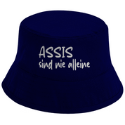 Bucket Hat mit Motiv | Assis sind nie alleine | Mallorca Hut für Feiern und Partys Sommerhut
