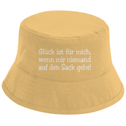 Bucket Hat mit Motiv | Glück ist für mich wenn mir niemand auf den Sack geht! | Mallorca Hut für Feiern und Partys Sommerhut