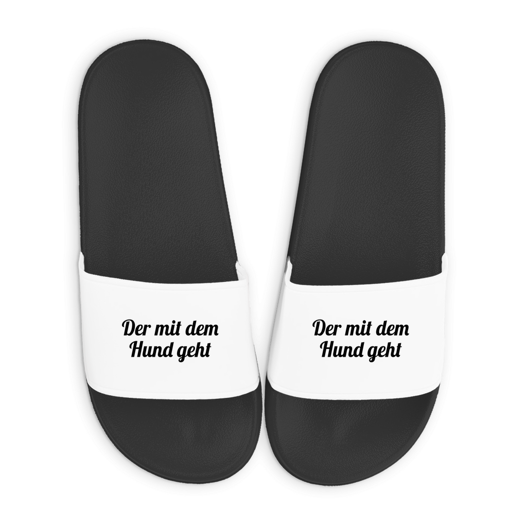 Badelatschen mit Motiv | Der mit dem Hund geht | lustige Badesandalen in vielen Größen und Farben