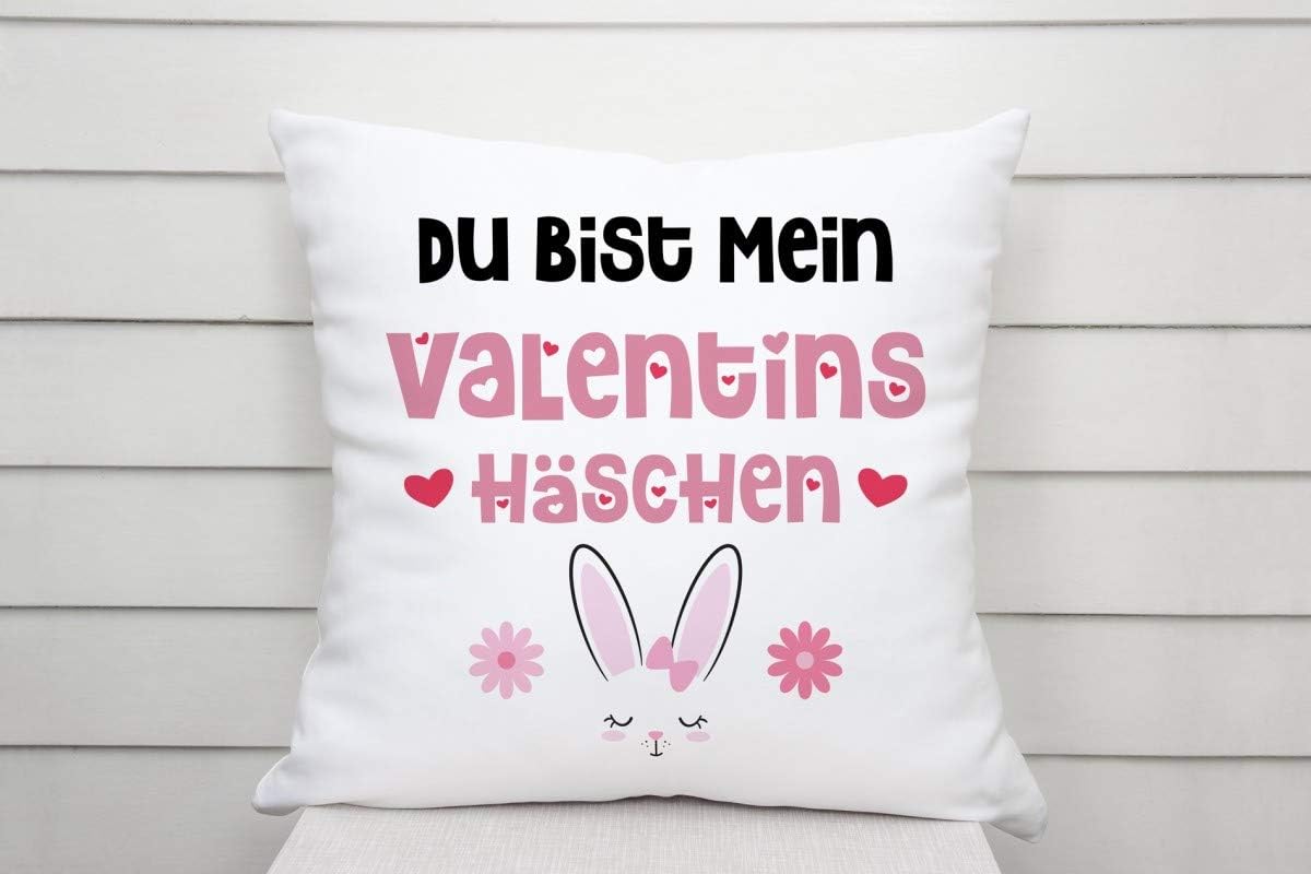 Kissen mit Spruch | Du bist mein Valentinshäschen | Dekokissen mit Füllung
