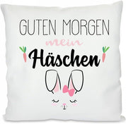 Kissen mit Spruch - Guten Morgen Mein Häschen | Dekokissen mit Füllung | 40x40cm