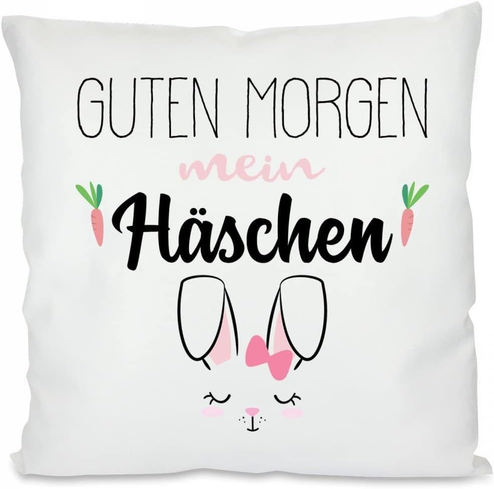 Kissen mit Spruch - Guten Morgen Mein Häschen | Dekokissen mit Füllung | 40x40cm